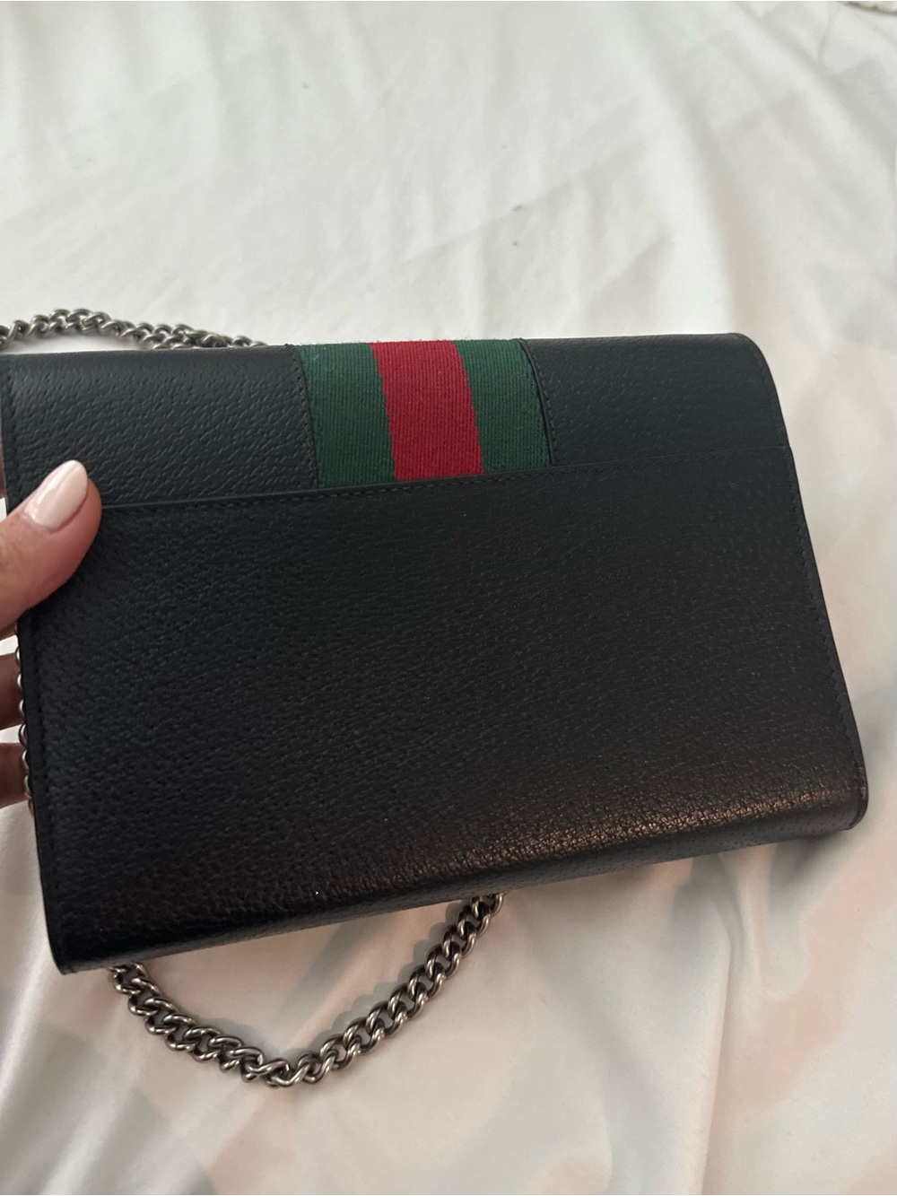 Gucci Black Mini Bag with Green and Red Web Stripe